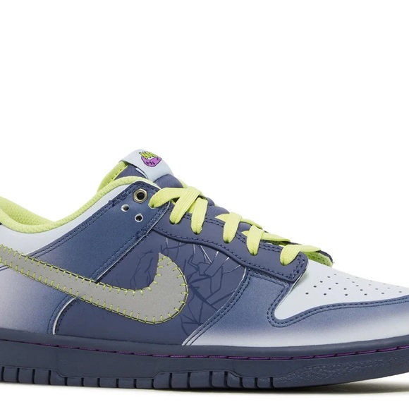 Nike Dunk Low Halloween I Am Fearless Boy 7Y Kids Sneakers in Blue and Lime - Picture 3 of 13